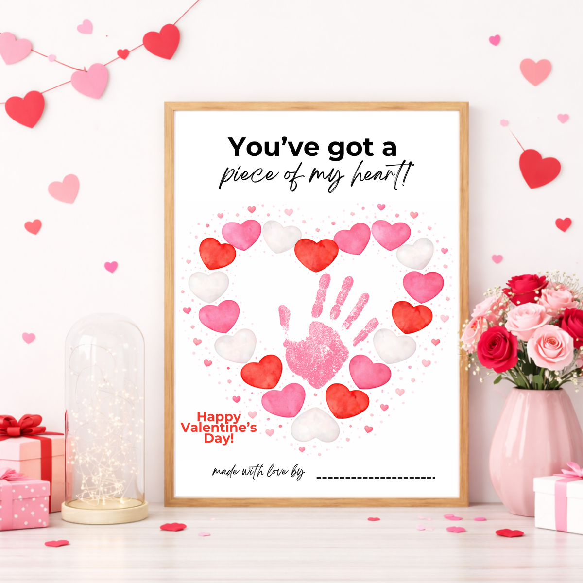 Valentine’s Day Handprint Craft Printable | “You’ve Got a Piece of My Heart” Keepsake Art | Candy Heart PDF