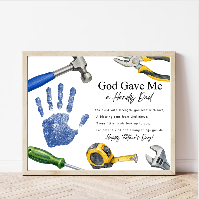 Christian Father’s Day Handprint Craft Printable, God Gave Me a Handy Dad, Tool Theme Father’s Day Keepsake, Faith Based Dad Gift