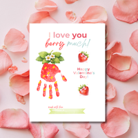 Valentine Strawberry Handprint Craft Printable | I Love You Berry Much | Kids Valentine Keepsake | Sweet Berry Art PDF