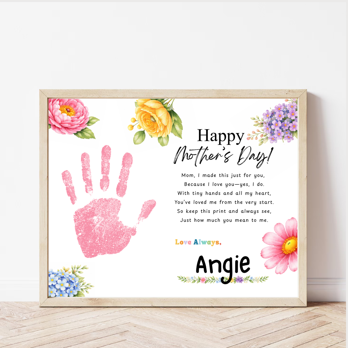 Mother’s Day Handprint Craft Printable | Happy Mother’s Day Keepsake Gift from Kids | Preschool DIY Handprint Art | Floral Mom Gift PDF