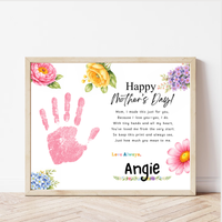 Mother’s Day Handprint Craft Printable | Happy Mother’s Day Keepsake Gift from Kids | Preschool DIY Handprint Art | Floral Mom Gift PDF