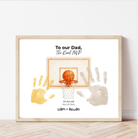 Basketball Handprint Craft for Dad, To Our Dad The Real MVP Printable, Father’s Day Basketball Keepsake from Kids, Sports Dad Gift