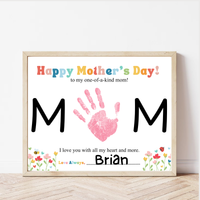Mother’s Day Handprint Craft Printable | MOM Handprint Keepsake Gift from Kids | Preschool DIY Mother’s Day Art | Personalized Mom Gift PDF