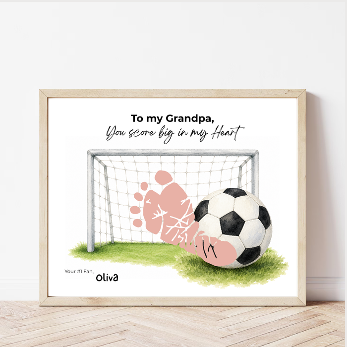 Soccer Grandpa Footprint Craft Printable, To My Grandpa You Score Big in My Heart, Grandpa Soccer Keepsake Gift, Sports Grandpa Gift from Kids