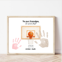 Basketball Handprint Craft for Grandpa, To Our Grandpa The Real MVP Printable, Father’s Day Gift from Grandkids, Sports Grandpa Keepsake