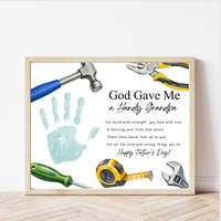 Christian Father's Day Handprint Craft Printable | God Gave Me a Handy Grandpa Grampy Papaw | Faith-Based Grandpa Gift from Kids | Grandfather Keepsake