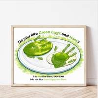 Green Eggs and Ham Handprint Craft Printable | Kids Reading Activity | Literacy Art Keepsake PDF