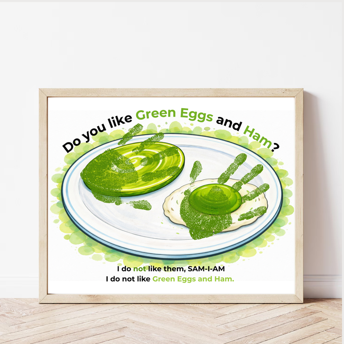 Green Eggs and Ham Handprint Craft Printable | Kids Reading Activity | Literacy Art Keepsake PDF