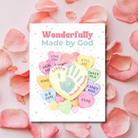 Faith-Based Valentine Heart Candy Handprint Craft Printable | Wonderfully Made by God Keepsake | Psalm 139:14 Valentine PDF