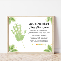 Palm Sunday Poem Handprint Craft Printable | “God’s Promised King Has Come” Christian Kids Activity | Easter Faith-Based Keepsake PDF