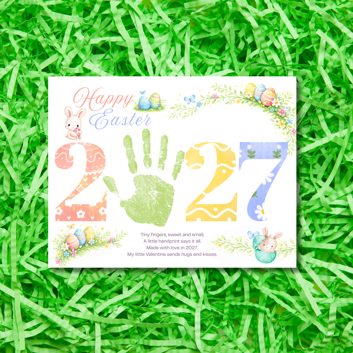 Happy Easter 2027 Poem Bunny Handprint Craft Printable | Easter Bunny Keepsake | Preschool Easter Activity | Spring Classroom Craft | Easter Handprint Art