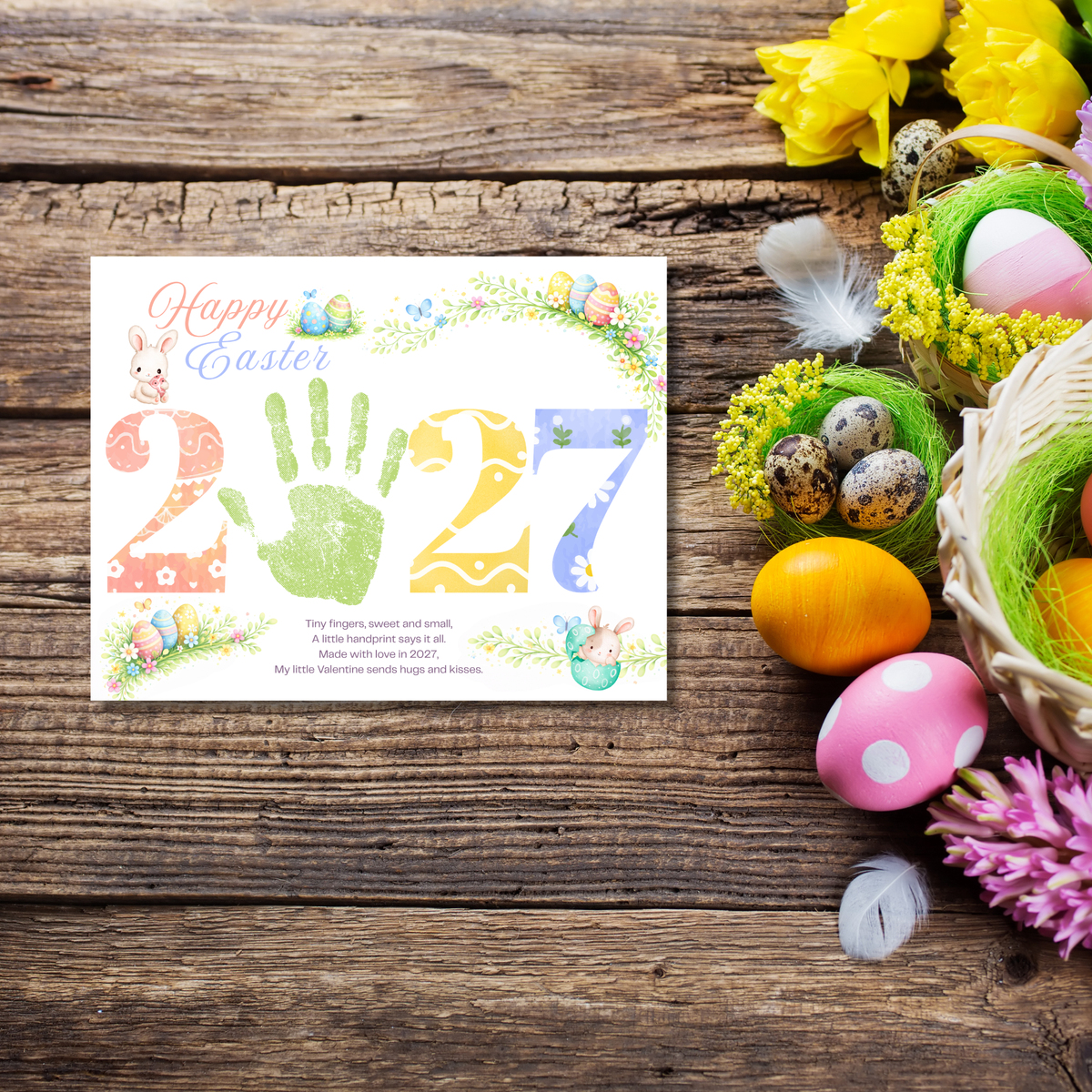 Happy Easter 2027 Poem Bunny Handprint Craft Printable | Easter Bunny Keepsake | Preschool Easter Activity | Spring Classroom Craft | Easter Handprint Art