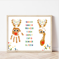 Christmas Reindeer Handprint & Footprint Craft | Reindeer Names Printable | Preschool Christmas Keepsake | Holiday Handprint Activity | Reindeer Footprint Art