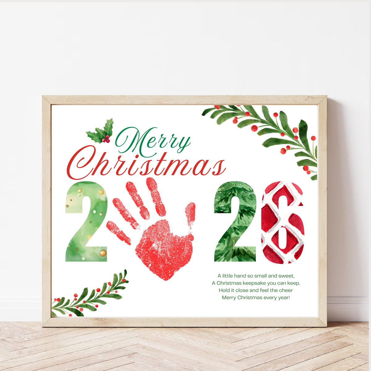 Merry Christmas 2026 Handprint Craft Printable | Christmas 2026 Keepsake | Preschool Christmas Activity | Holiday Classroom Craft | Christmas Handprint Art