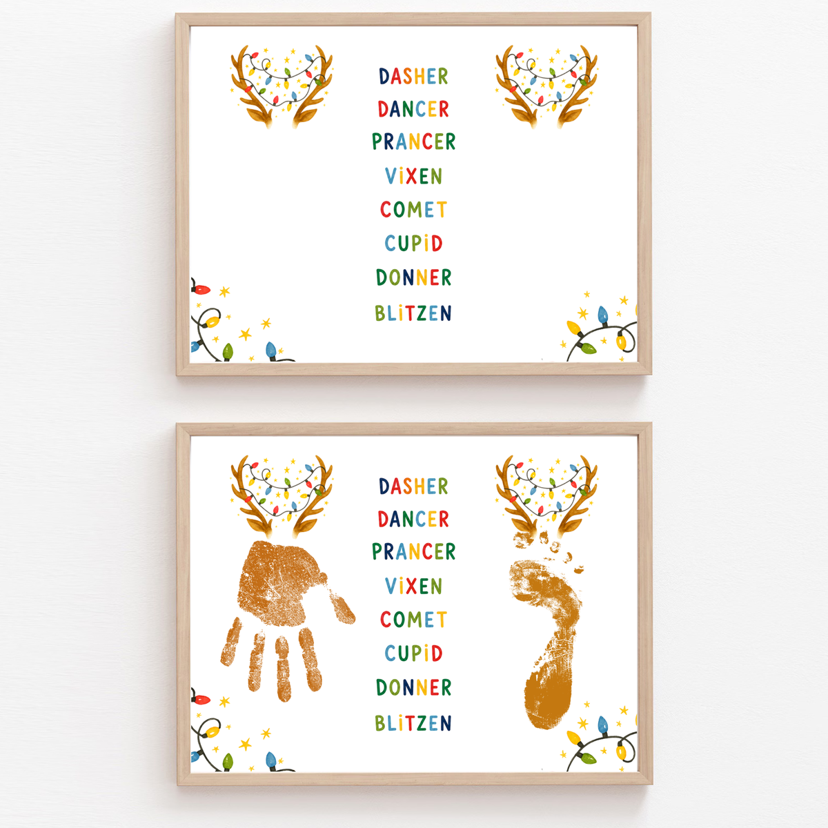 Christmas Reindeer Handprint & Footprint Craft | Reindeer Names Printable | Preschool Christmas Keepsake | Holiday Handprint Activity | Reindeer Footprint Art