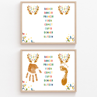 Christmas Reindeer Handprint & Footprint Craft | Reindeer Names Printable | Preschool Christmas Keepsake | Holiday Handprint Activity | Reindeer Footprint Art