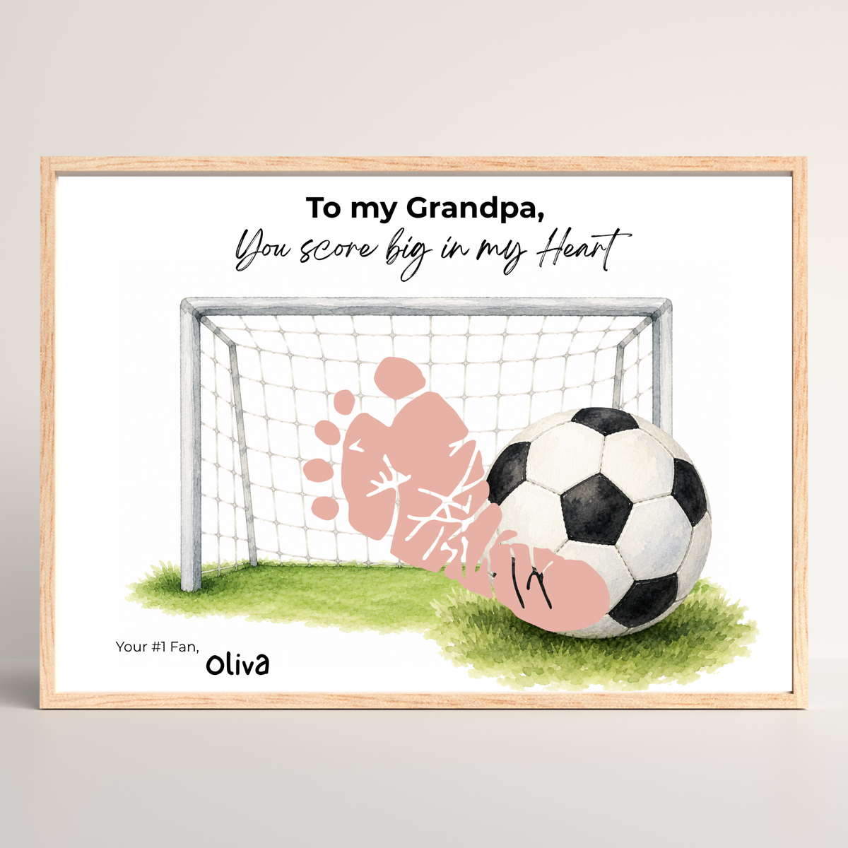 Soccer Grandpa Footprint Craft Printable, To My Grandpa You Score Big in My Heart, Grandpa Soccer Keepsake Gift, Sports Grandpa Gift from Kids
