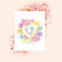 Valentine’s Day Baby Footprint Craft Printable | Sweetheart Keepsake Art | Valentine Candy Heart PDF