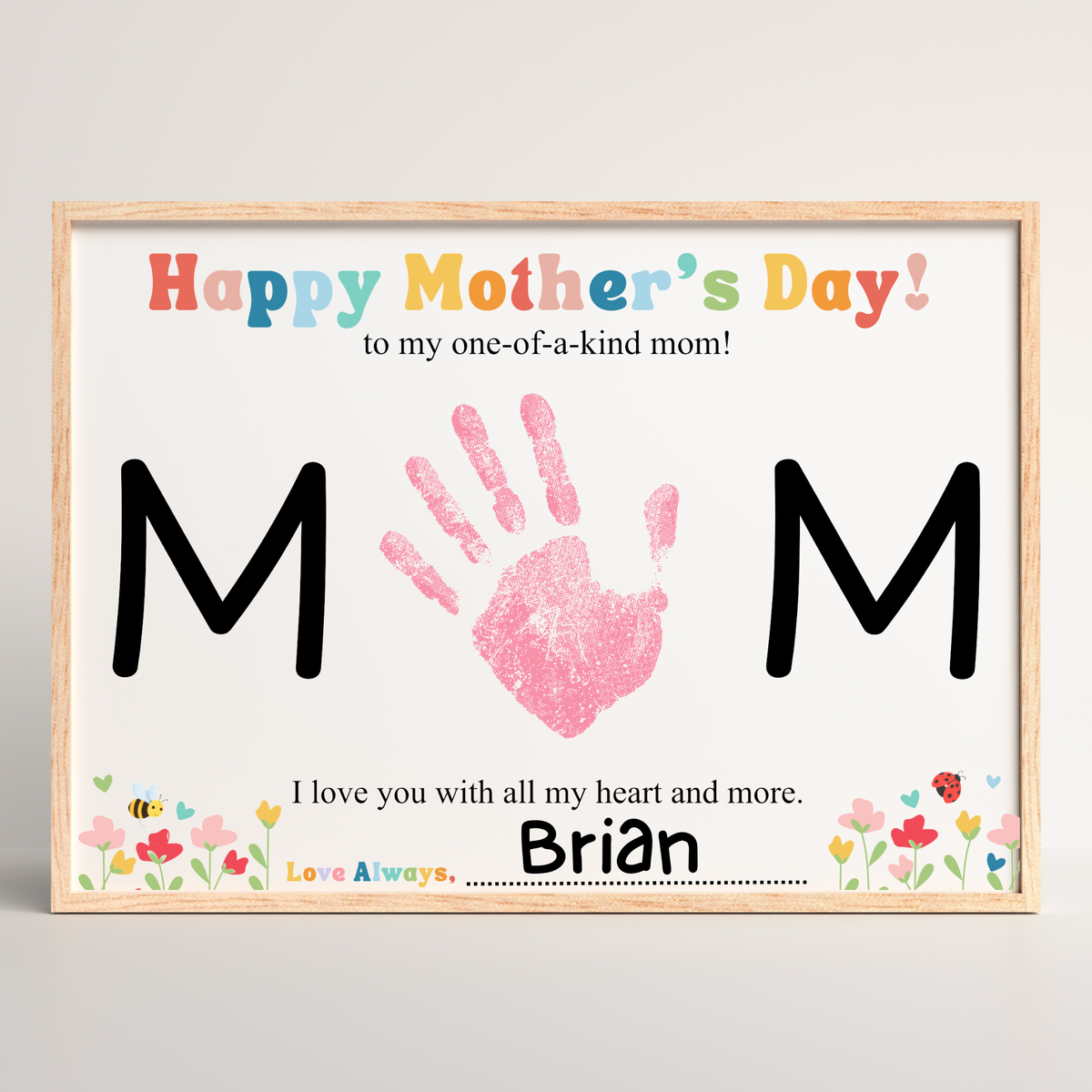 Mother’s Day Handprint Craft Printable | MOM Handprint Keepsake Gift from Kids | Preschool DIY Mother’s Day Art | Personalized Mom Gift PDF