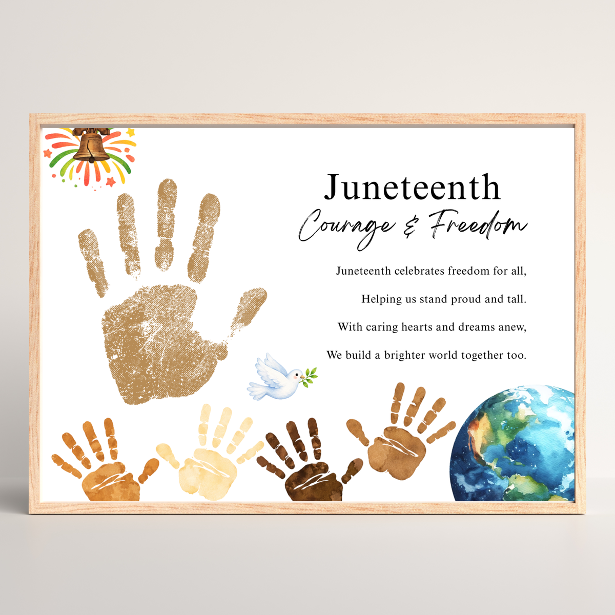 Juneteenth Courage & Freedom Handprint Craft Printable | Juneteenth Activity for Kids | Diversity & Inclusion Keepsake