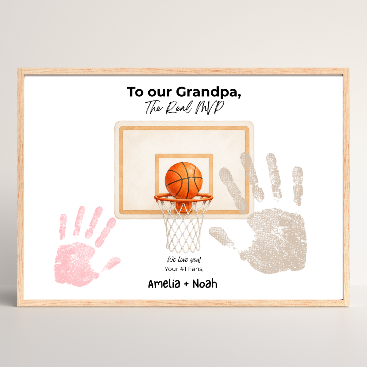 Basketball Handprint Craft for Grandpa, To Our Grandpa The Real MVP Printable, Father’s Day Gift from Grandkids, Sports Grandpa Keepsake