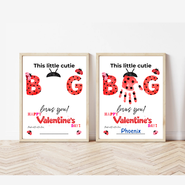 Valentine’s Day Handprint Craft Printable for Kids | Ladybug Valentine Keepsake | Valentine Art PDF