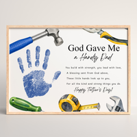 Christian Father’s Day Handprint Craft Printable, God Gave Me a Handy Dad, Tool Theme Father’s Day Keepsake, Faith Based Dad Gift