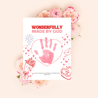 Valentine’s Day Christian Handprint Craft Printable | Wonderfully Made by God | Psalm 139:14 Kids Keepsake PDF