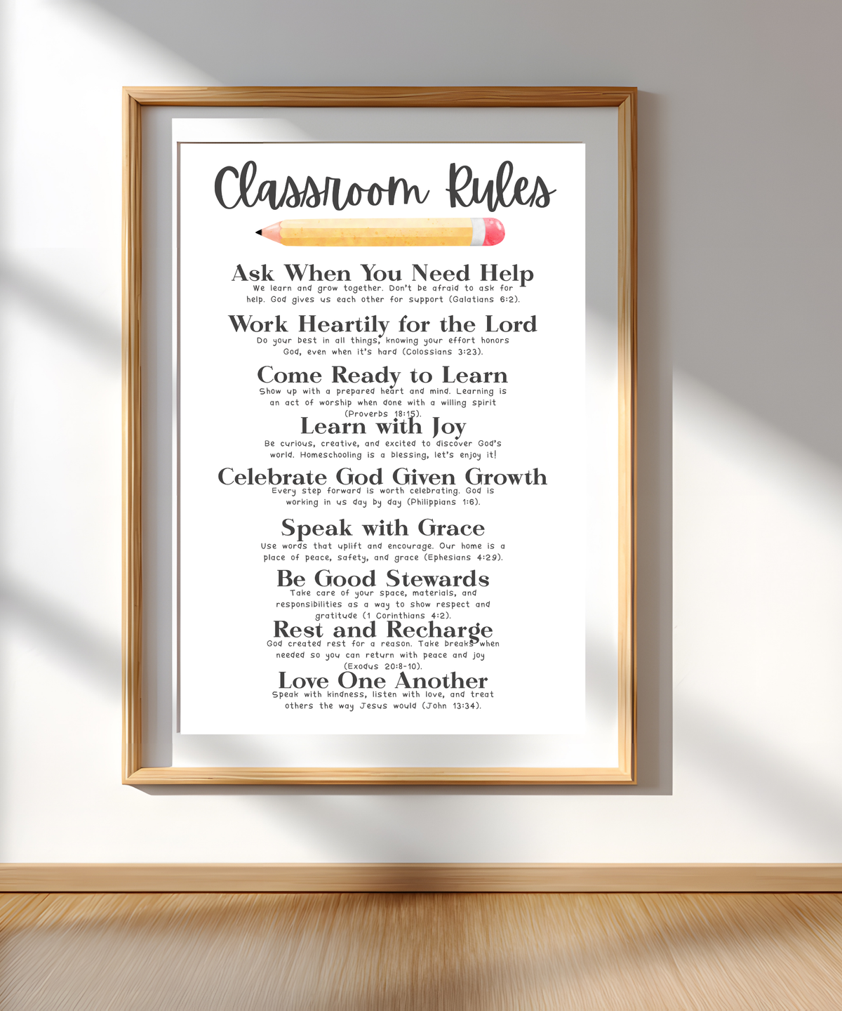 Christian Classroom Rules Poster | Faith-Based Behavior Expectations Chart | Bible Verse Classroom Wall Art | Homeschool Christian Decor