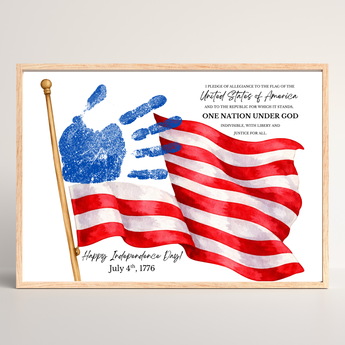 Happy Independence Day Handprint Craft Printable | July 4th Flag Handprint Art | Patriotic USA Keepsake Activity for Kids | Fourth of July Craft