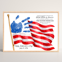 Happy Independence Day Handprint Craft Printable | July 4th Flag Handprint Art | Patriotic USA Keepsake Activity for Kids | Fourth of July Craft
