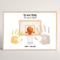 Basketball Handprint Craft for Dad, To Our Dad The Real MVP Printable, Father’s Day Basketball Keepsake from Kids, Sports Dad Gift