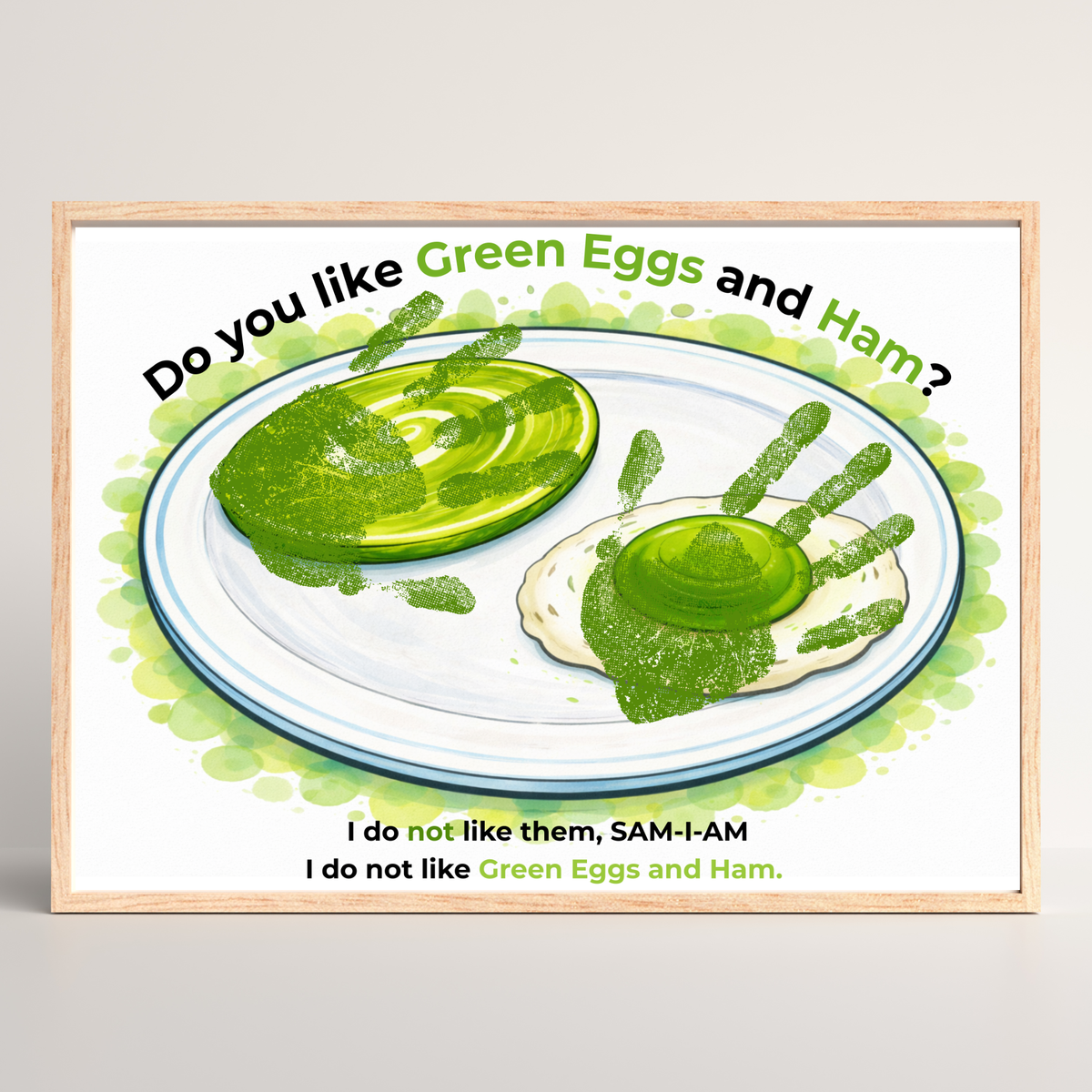 Green Eggs and Ham Handprint Craft Printable | Kids Reading Activity | Literacy Art Keepsake PDF