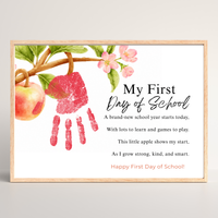 My First Day of School Apple Handprint Craft Printable | Back to School Apple Poem Keepsake | Preschool Kindergarten Activity