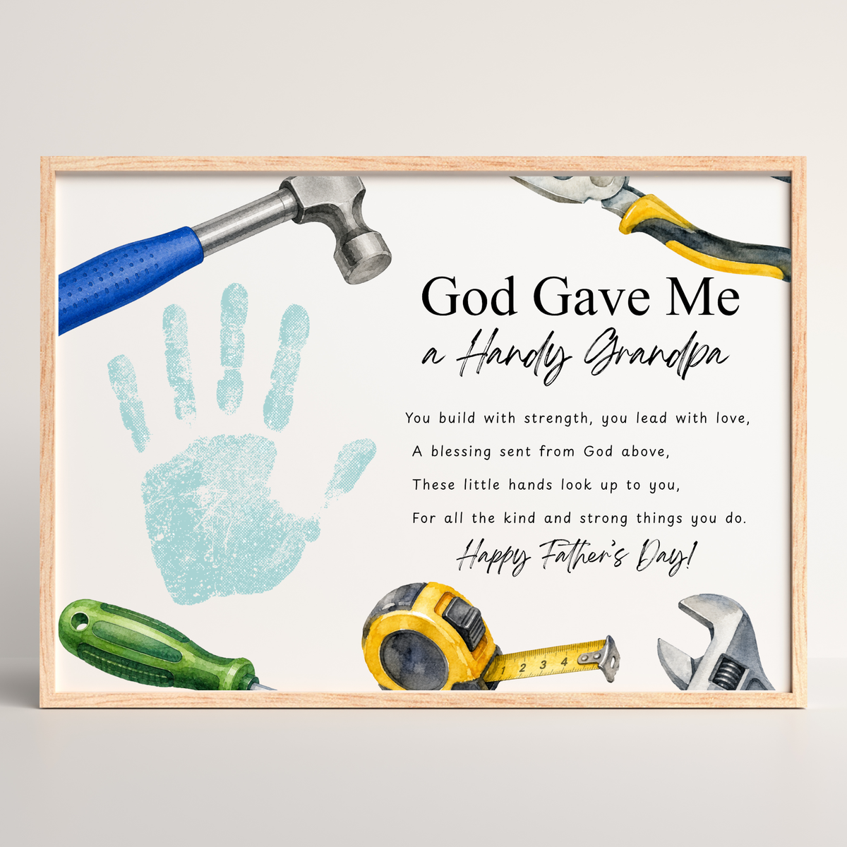 Christian Father's Day Handprint Craft Printable | God Gave Me a Handy Grandpa Grampy Papaw | Faith-Based Grandpa Gift from Kids | Grandfather Keepsake