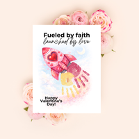 Valentine Rocket Handprint Craft Printable for Kids | Faith-Based Valentine Keepsake | Fueled by Faith Launched by Love PDF