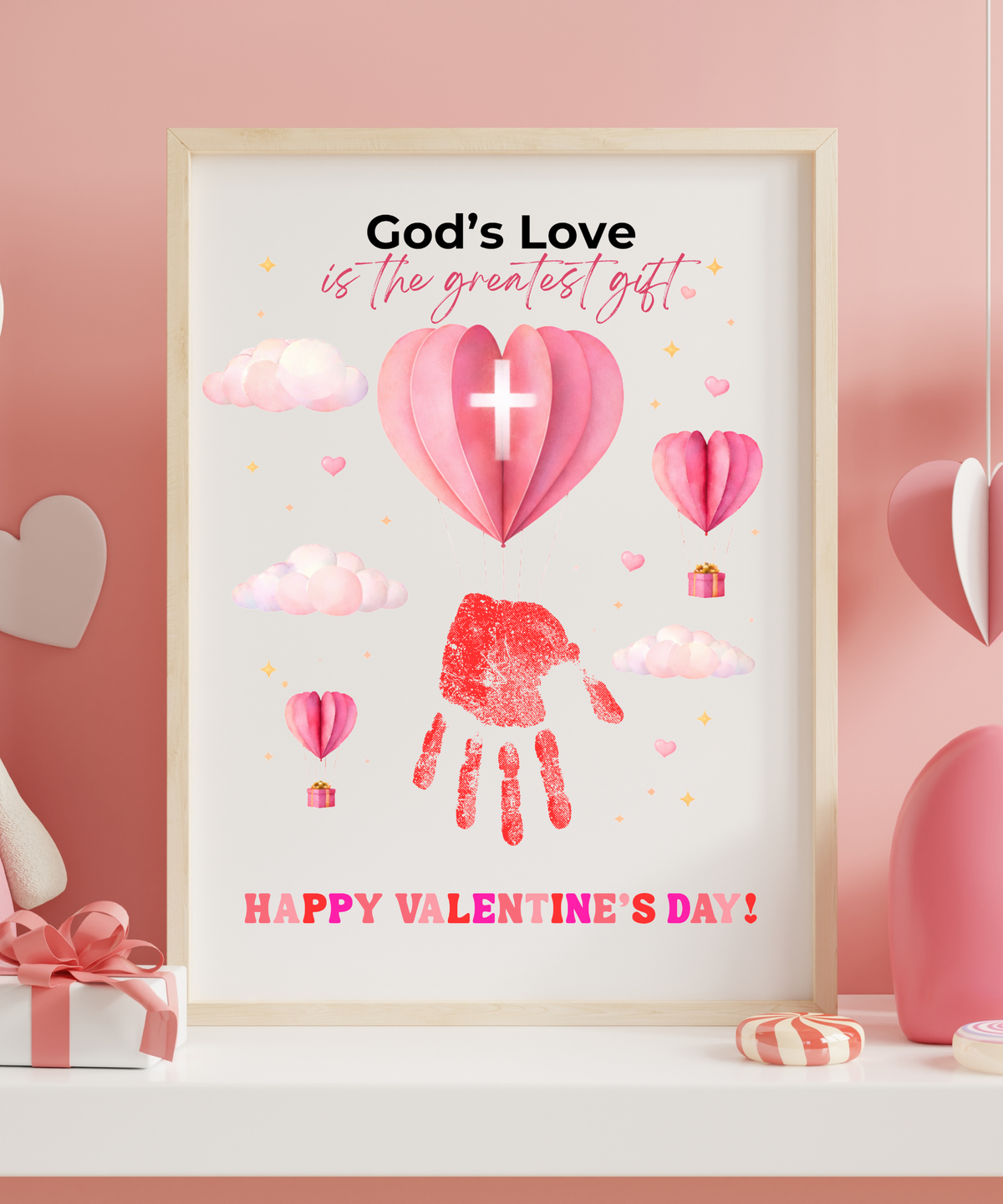 Valentine’s Day Handprint Craft Printable for Kids | Faith-Inspired Keepsake | God’s Love Is the Greatest Gift