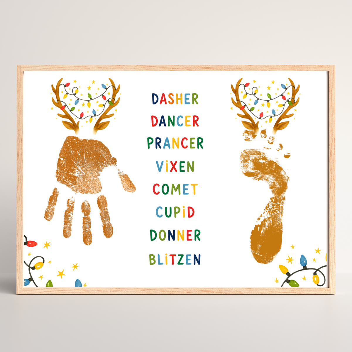 Christmas Reindeer Handprint & Footprint Craft | Reindeer Names Printable | Preschool Christmas Keepsake | Holiday Handprint Activity | Reindeer Footprint Art