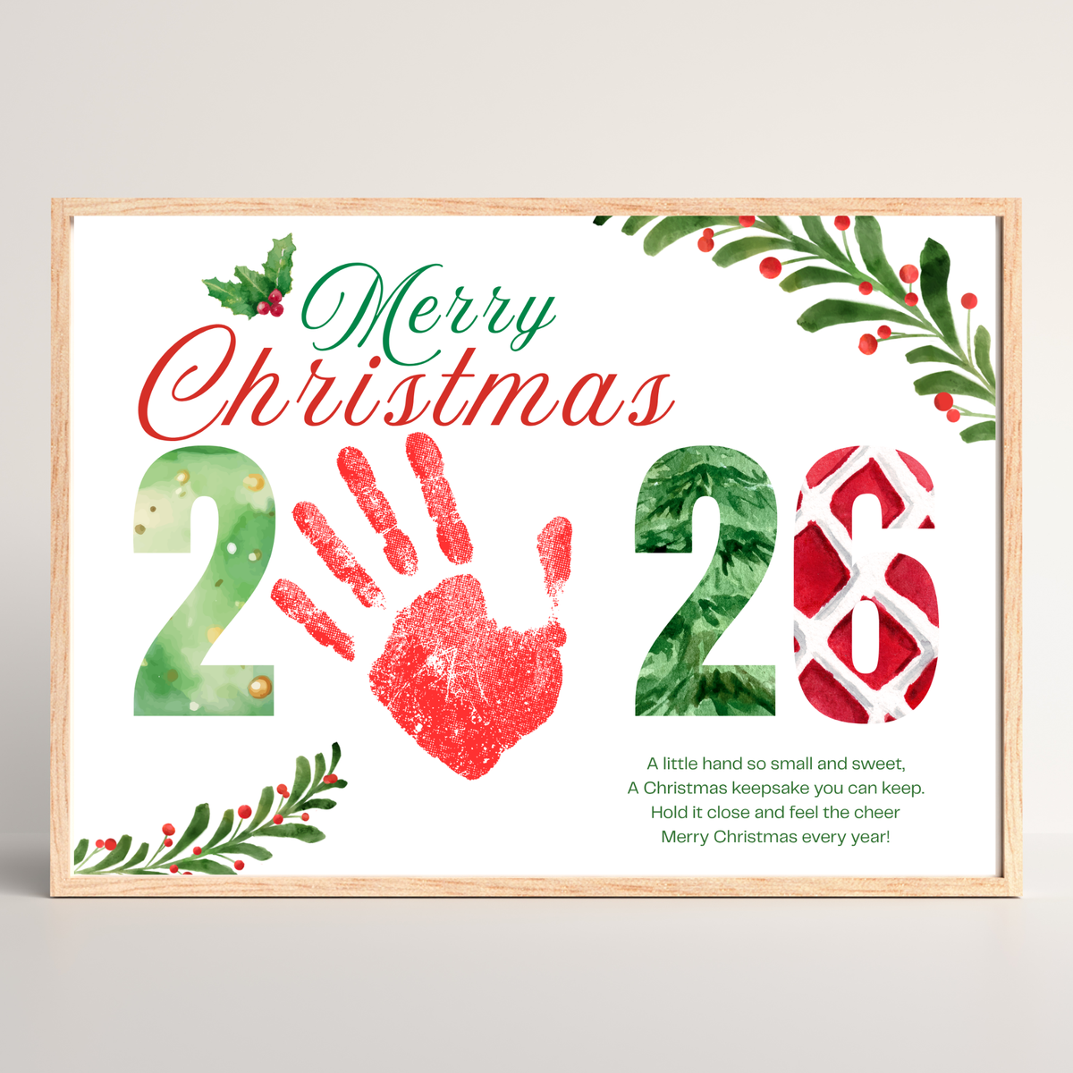 Merry Christmas 2026 Handprint Craft Printable | Christmas 2026 Keepsake | Preschool Christmas Activity | Holiday Classroom Craft | Christmas Handprint Art