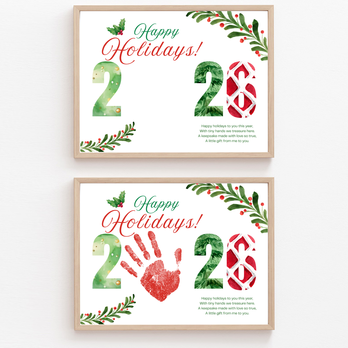 Happy Holidays 2026 Handprint Craft Printable | Holiday 2026 Keepsake | Preschool Holiday Activity | Winter Classroom Craft | Christmas Handprint Art