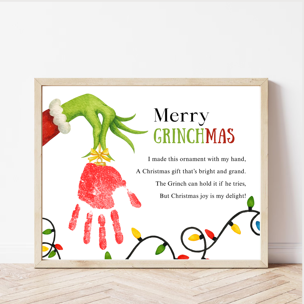 Merry Grinchmas Handprint Craft Printable | Christmas Handprint Keepsake | Grinch Christmas Activity | Preschool Holiday Craft | Kids Christmas Art