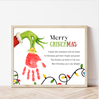 Merry Grinchmas Handprint Craft Printable | Christmas Handprint Keepsake | Grinch Christmas Activity | Preschool Holiday Craft | Kids Christmas Art