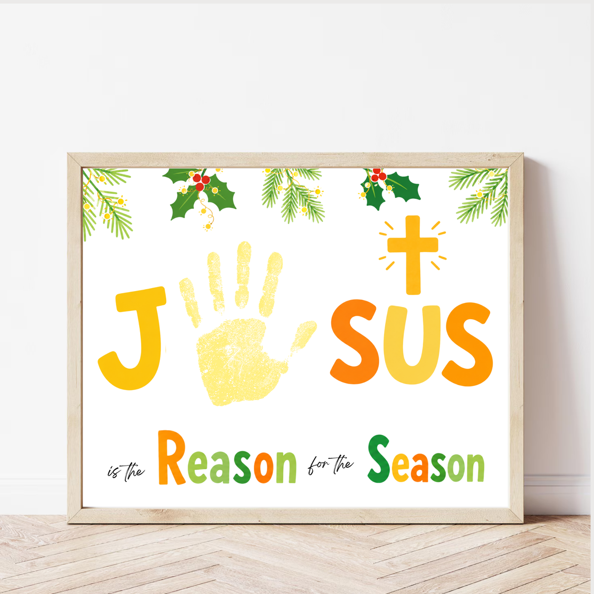 Jesus Is the Reason for the Season Handprint Craft Printable | Christian Christmas Handprint Activity | Faith-Based Christmas Keepsake | Preschool Holiday Craft