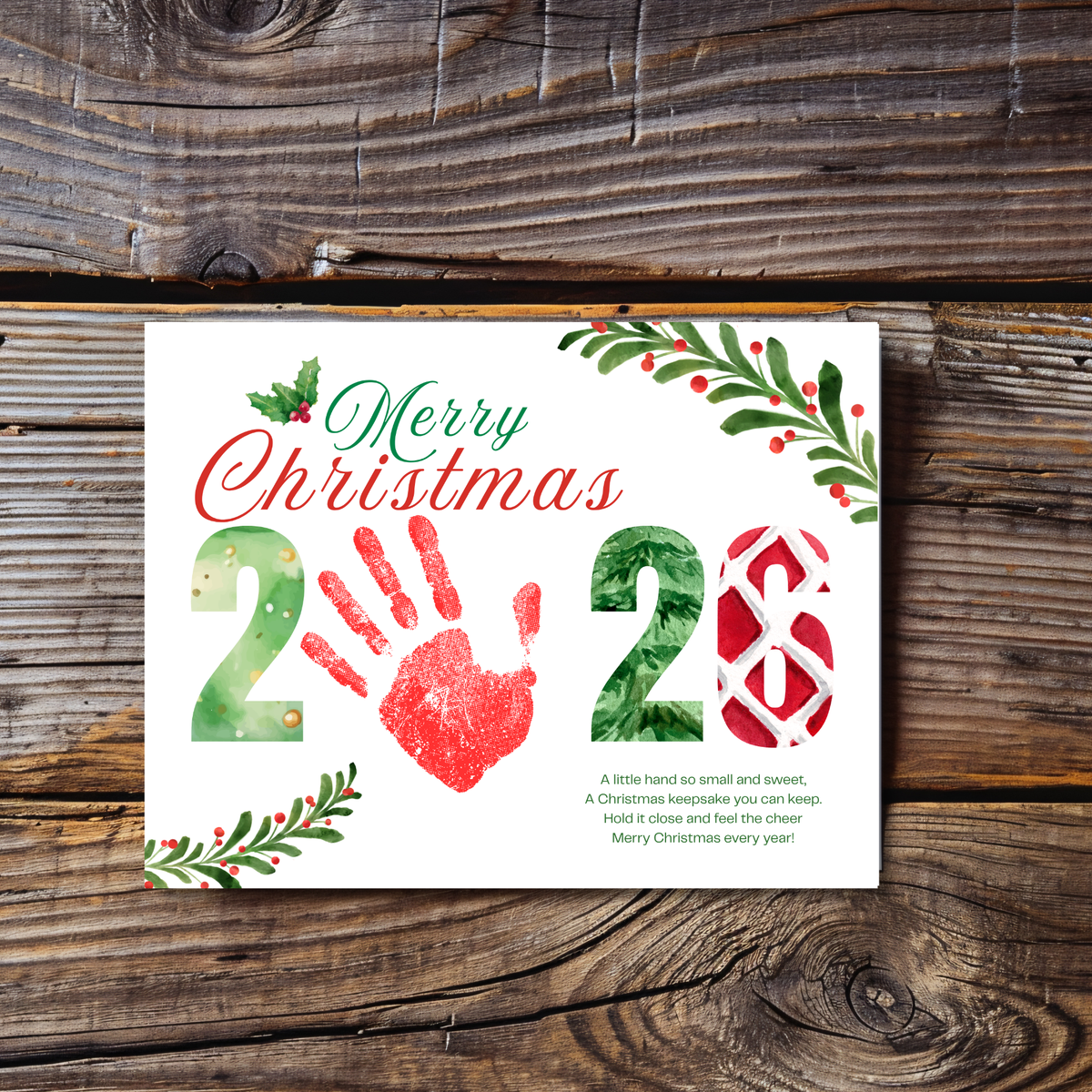 Merry Christmas 2026 Handprint Craft Printable | Christmas 2026 Keepsake | Preschool Christmas Activity | Holiday Classroom Craft | Christmas Handprint Art