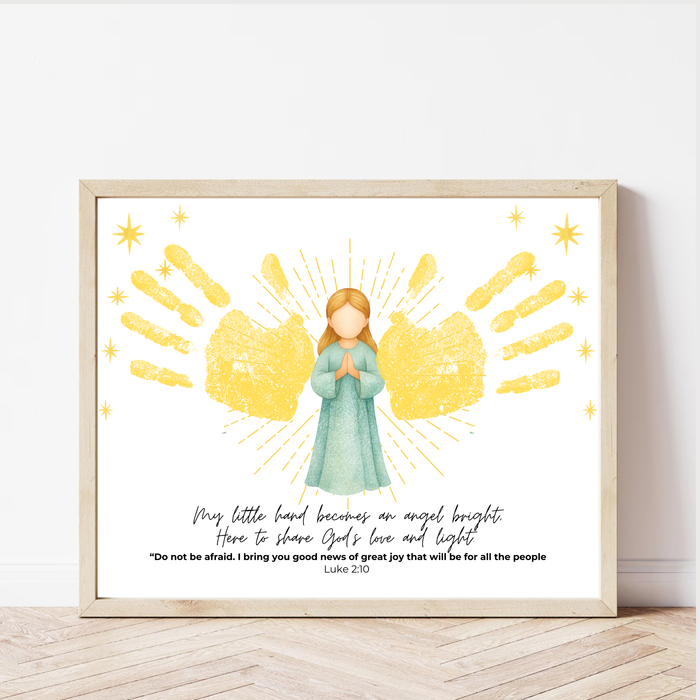 Angel Wings Handprint Craft Printable | Christian Christmas Handprint Keepsake | Faith-Based Angel Craft | Sunday School Christmas Activity