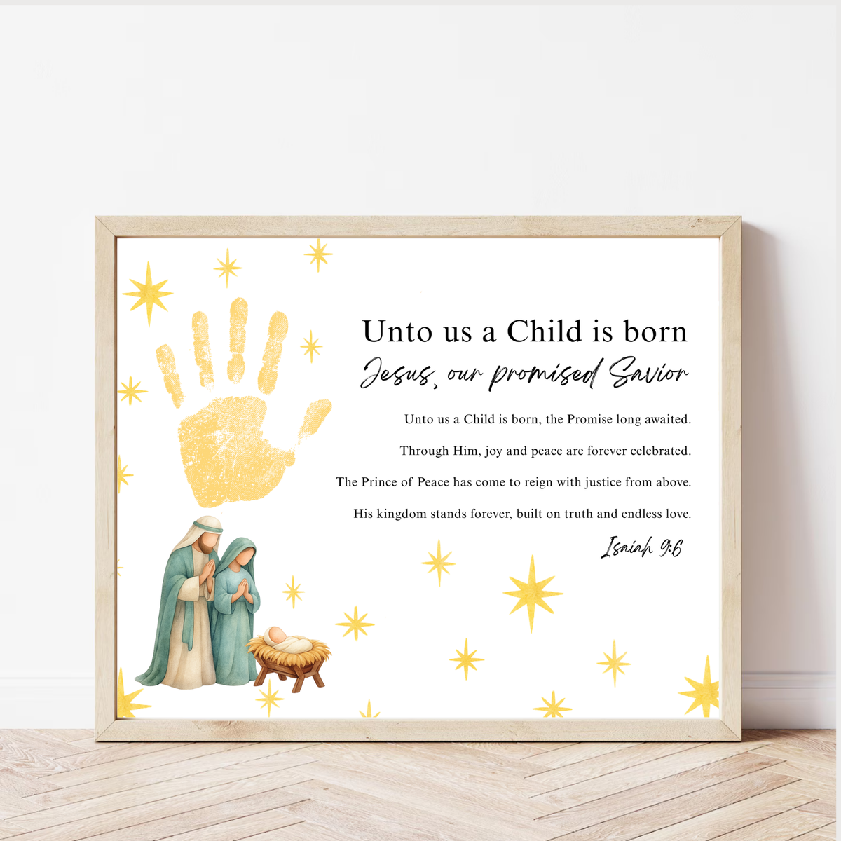 Unto Us a Child Is Born Poem Handprint Craft | Christian Christmas Printable | Isaiah 9:6 Bible Keepsake | Preschool Nativity Activity