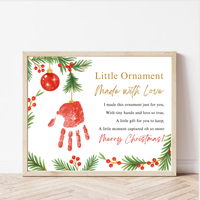 Little Ornament Made with Love Poem Handprint Craft Printable | Christmas Ornament Handprint Keepsake | Preschool Christmas Craft | Holiday Gift for Parents & Grandparents