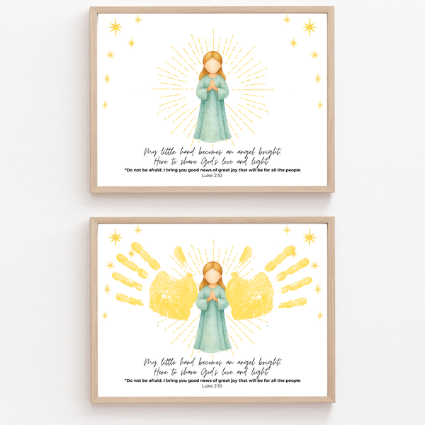 Angel Wings Handprint Craft Printable | Christian Christmas Handprint Keepsake | Faith-Based Angel Craft | Sunday School Christmas Activity
