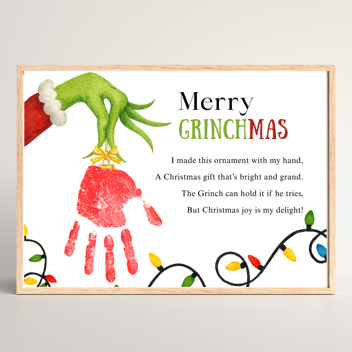 Merry Grinchmas Handprint Craft Printable | Christmas Handprint Keepsake | Grinch Christmas Activity | Preschool Holiday Craft | Kids Christmas Art