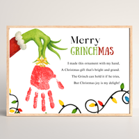 Merry Grinchmas Handprint Craft Printable | Christmas Handprint Keepsake | Grinch Christmas Activity | Preschool Holiday Craft | Kids Christmas Art